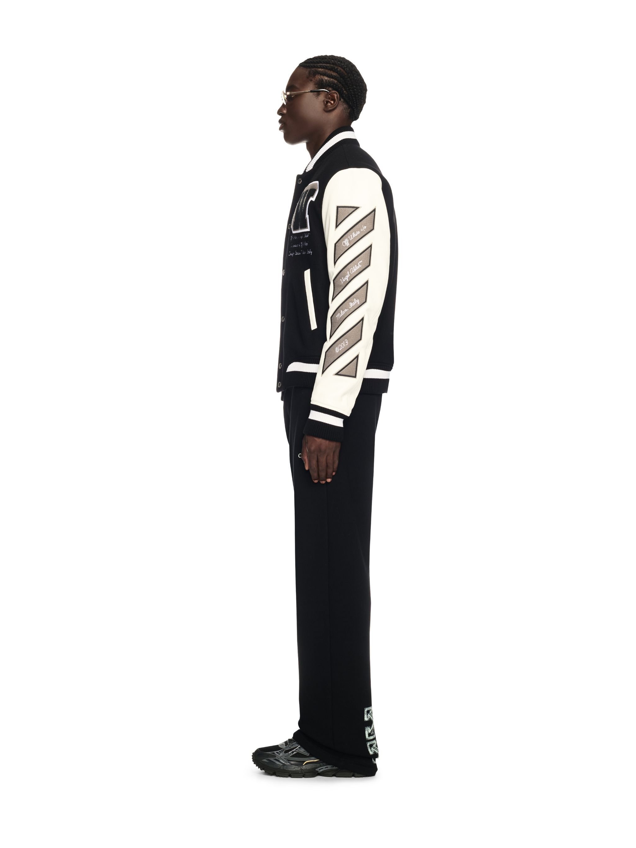 OFF WHITE Leather/Wool Varsity Jacket BLACK OMJA122C99LEA005