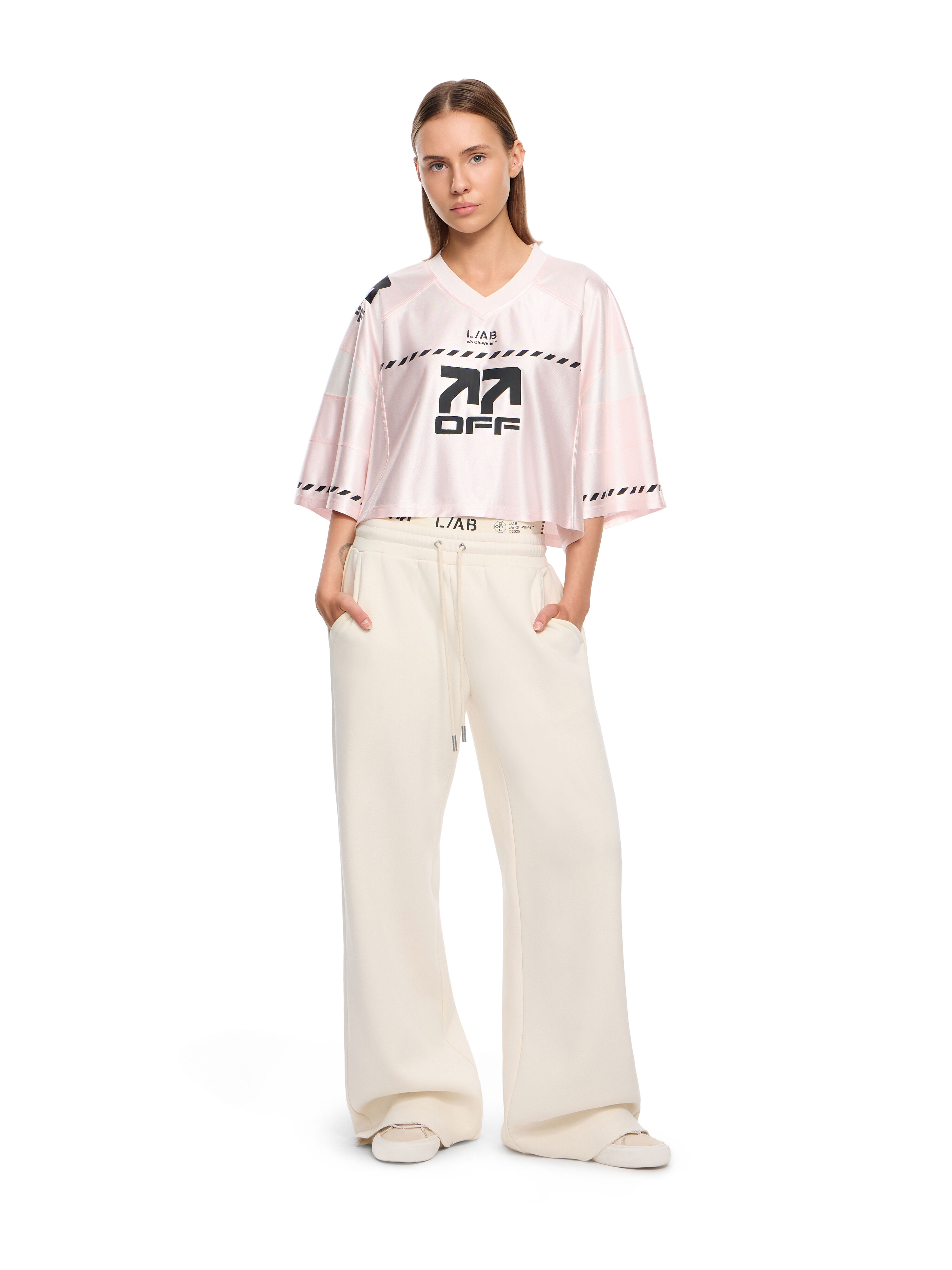 LAB L/AB Cropped Graphic Jersey Top Cradle Pink LABF2639A00045T