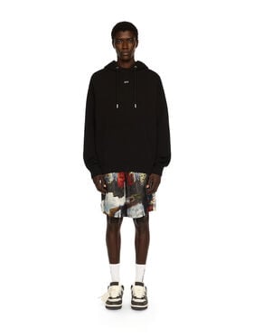 OFF WHITE Thinkman Arrow Skate Hoodie BLACK - WHITE OMBB085F25FLE00C