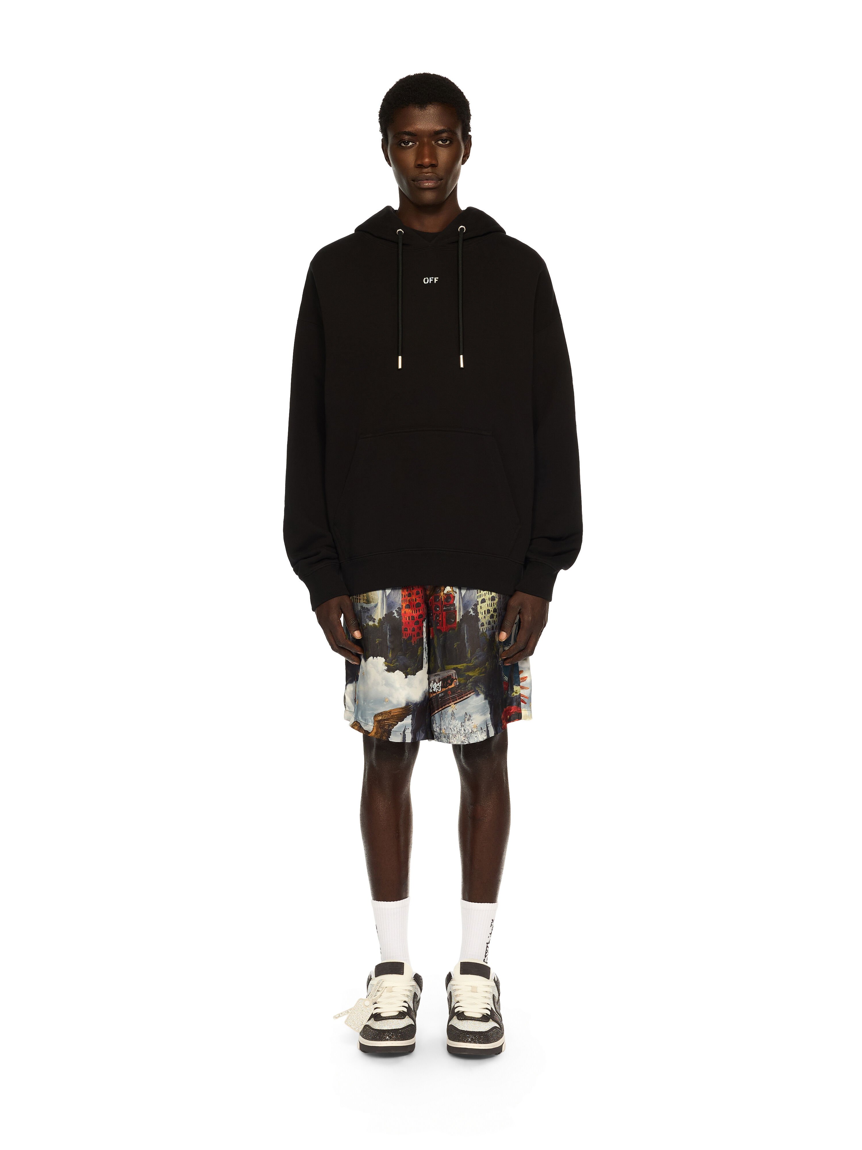 OFF WHITE Thinkman Arrow Skate Hoodie BLACK - WHITE OMBB085F25FLE00C
