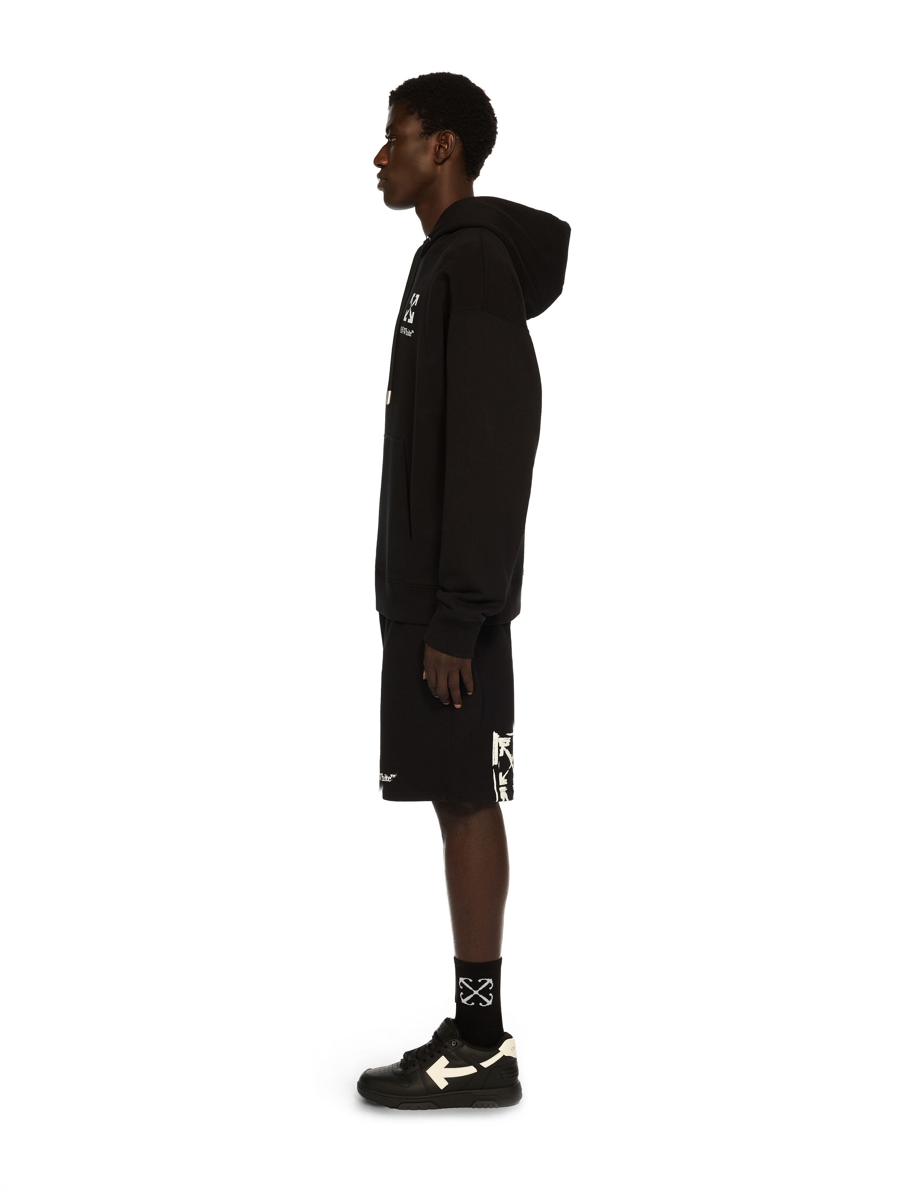 OFF WHITE Small Arrow Skate Hoodie BLACK - WHITE OMBB085F25FLE015