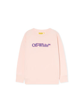 OFF WHITE Big Bookish Puff Crewneck Logo Sweatshirt SOFT PINK - BLUE OGBA001F25FLE001
