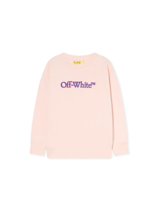 OFF WHITE Big Bookish Puff Crewneck Logo Sweatshirt SOFT PINK - BLUE OGBA001F25FLE001