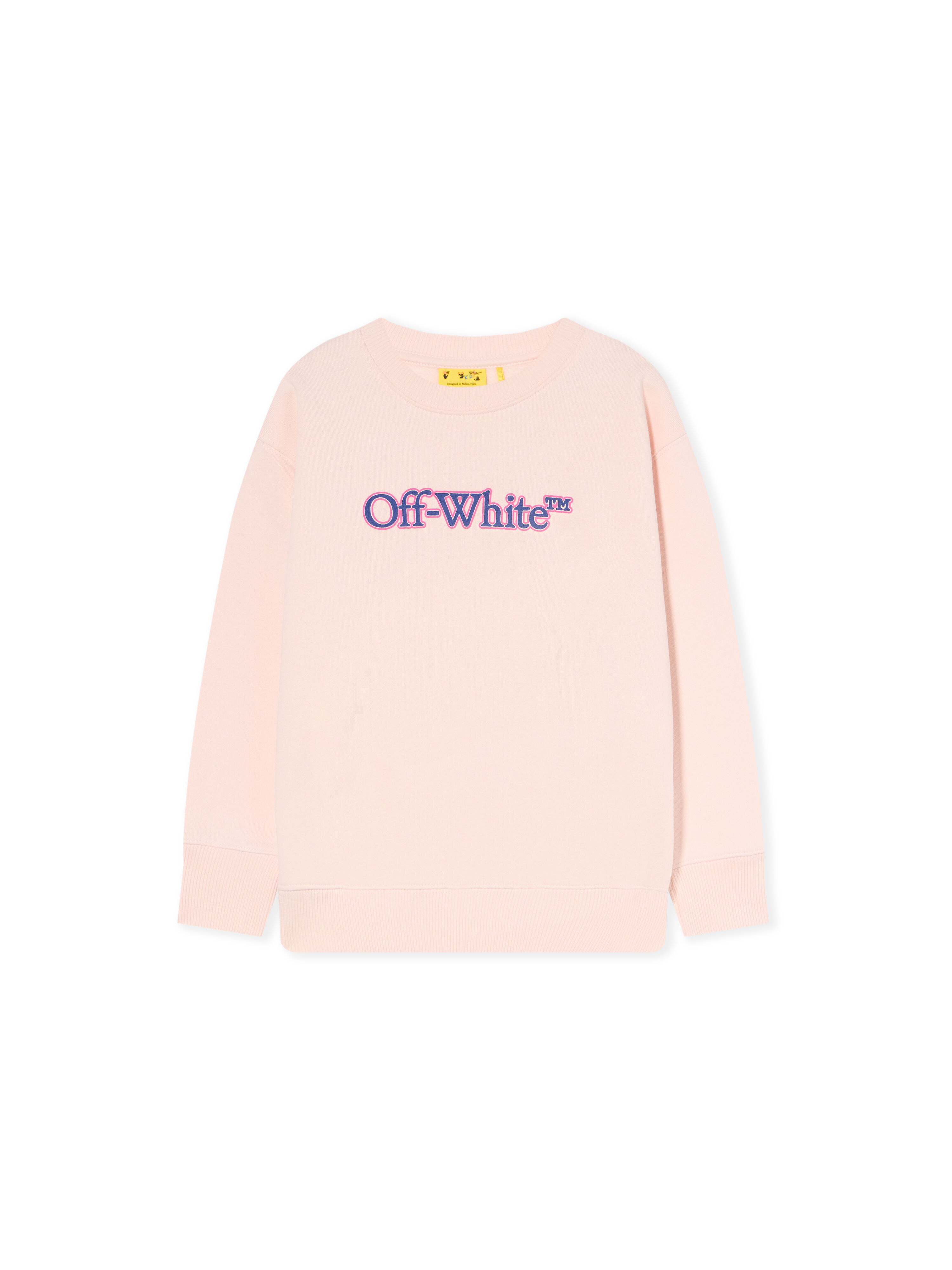 OFF WHITE Big Bookish Puff Crewneck Logo Sweatshirt SOFT PINK - BLUE OGBA001F25FLE001
