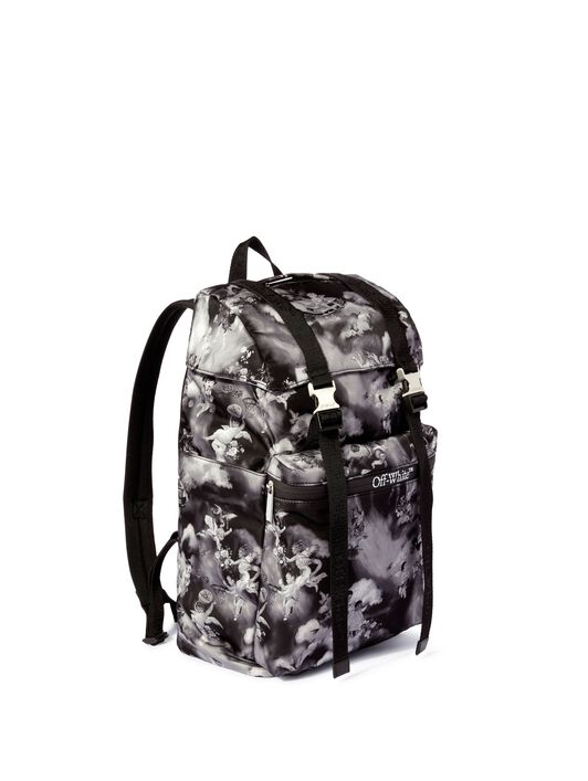 OFF WHITE Black Fresco Print Outdoor Backpack BLACK OMNB111S25FAB001