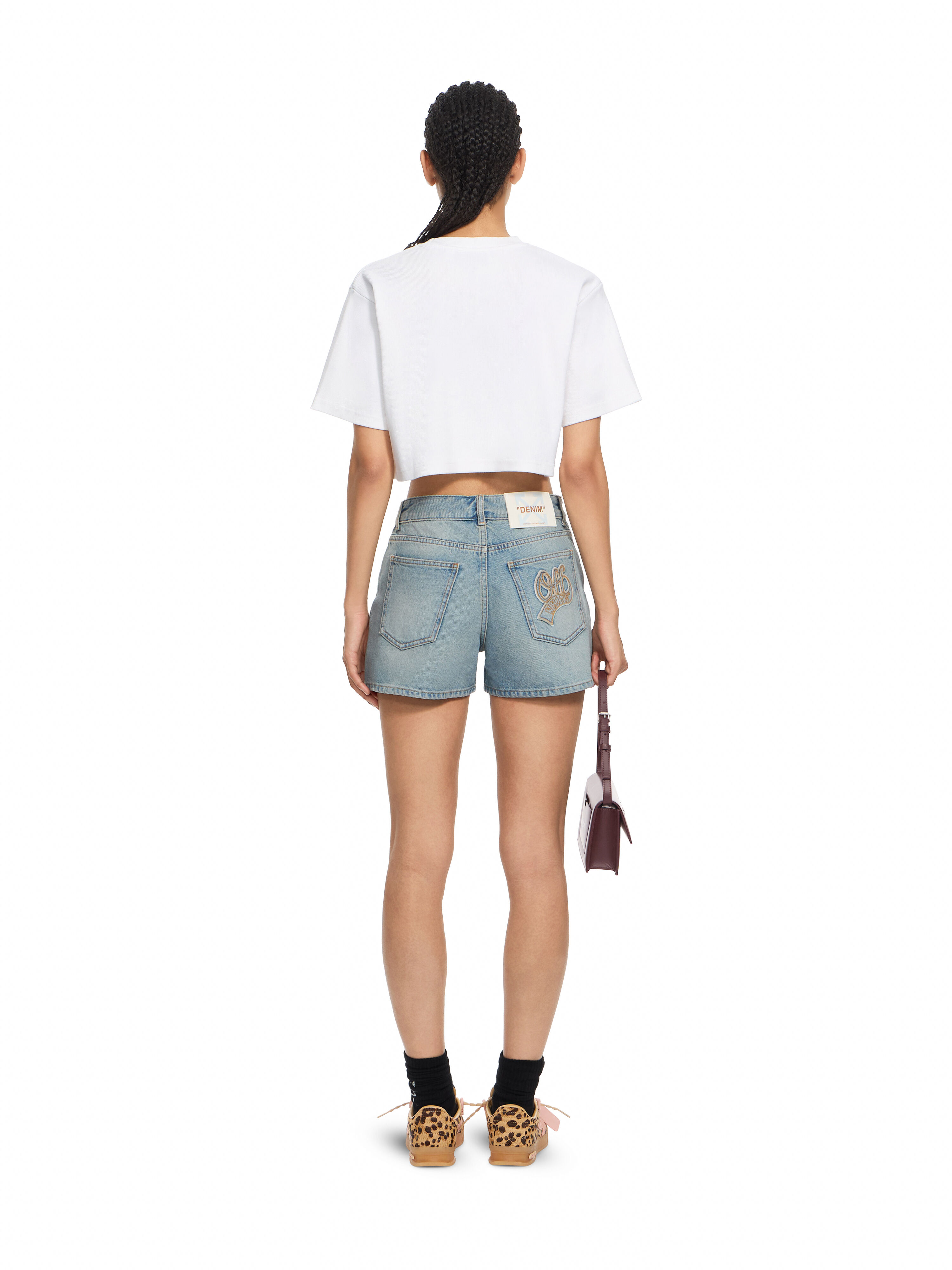 OFF WHITE Off Stamp Rib Cropped Tee White-Black 2FA00678T