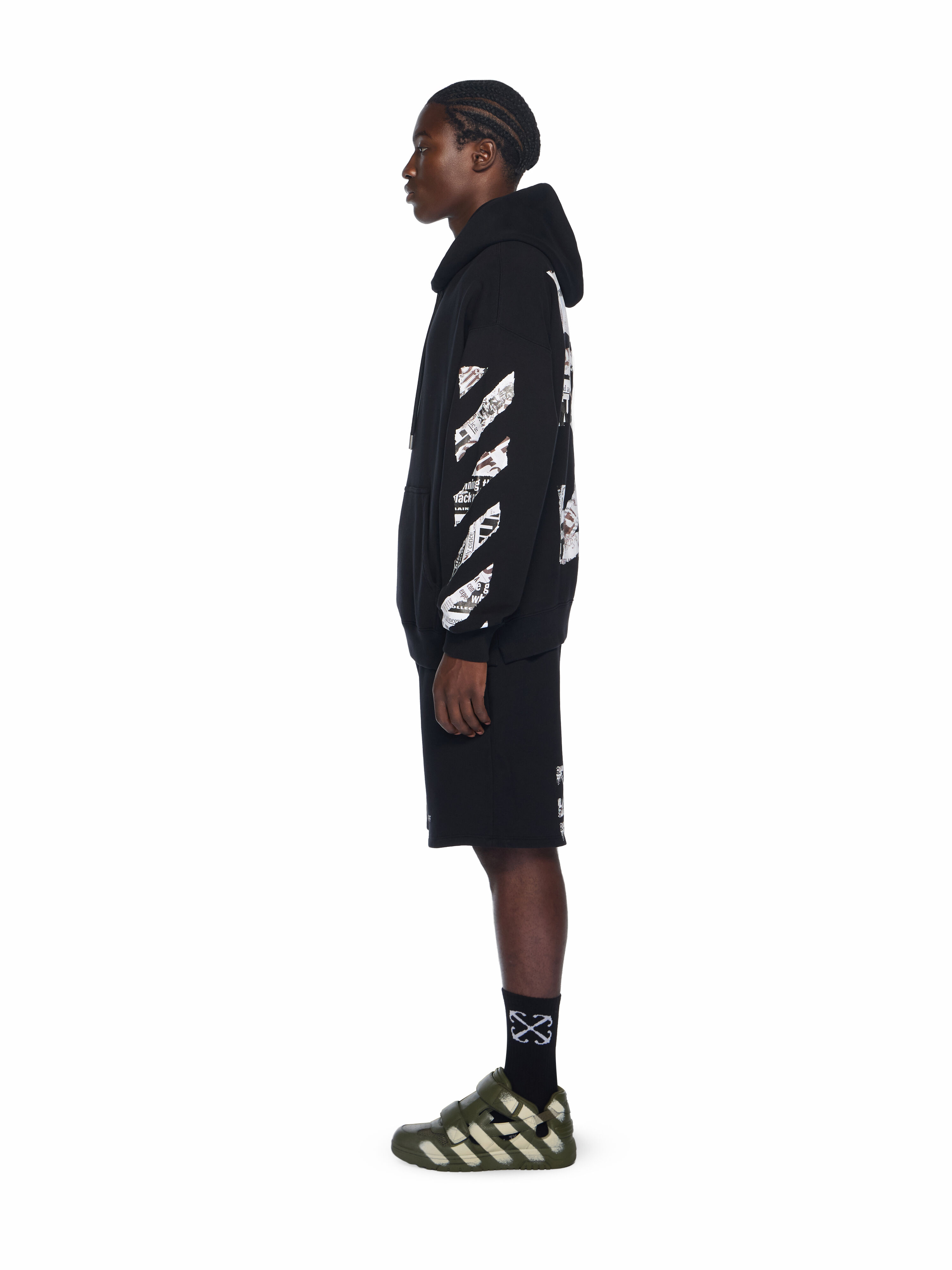 Newspaper Arrow Skate Hoodie in BLACK - WHITE for Men | Off-White™