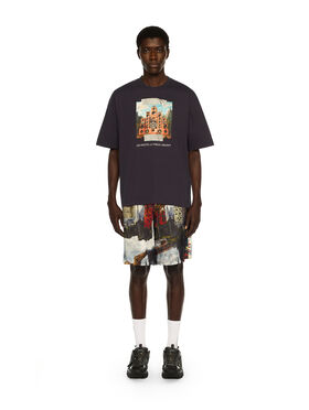 OFF WHITE Train Off Skate Short Sleeve Logo Tee DARK SAPPHIRE - WHITE OMAA120F25JER004
