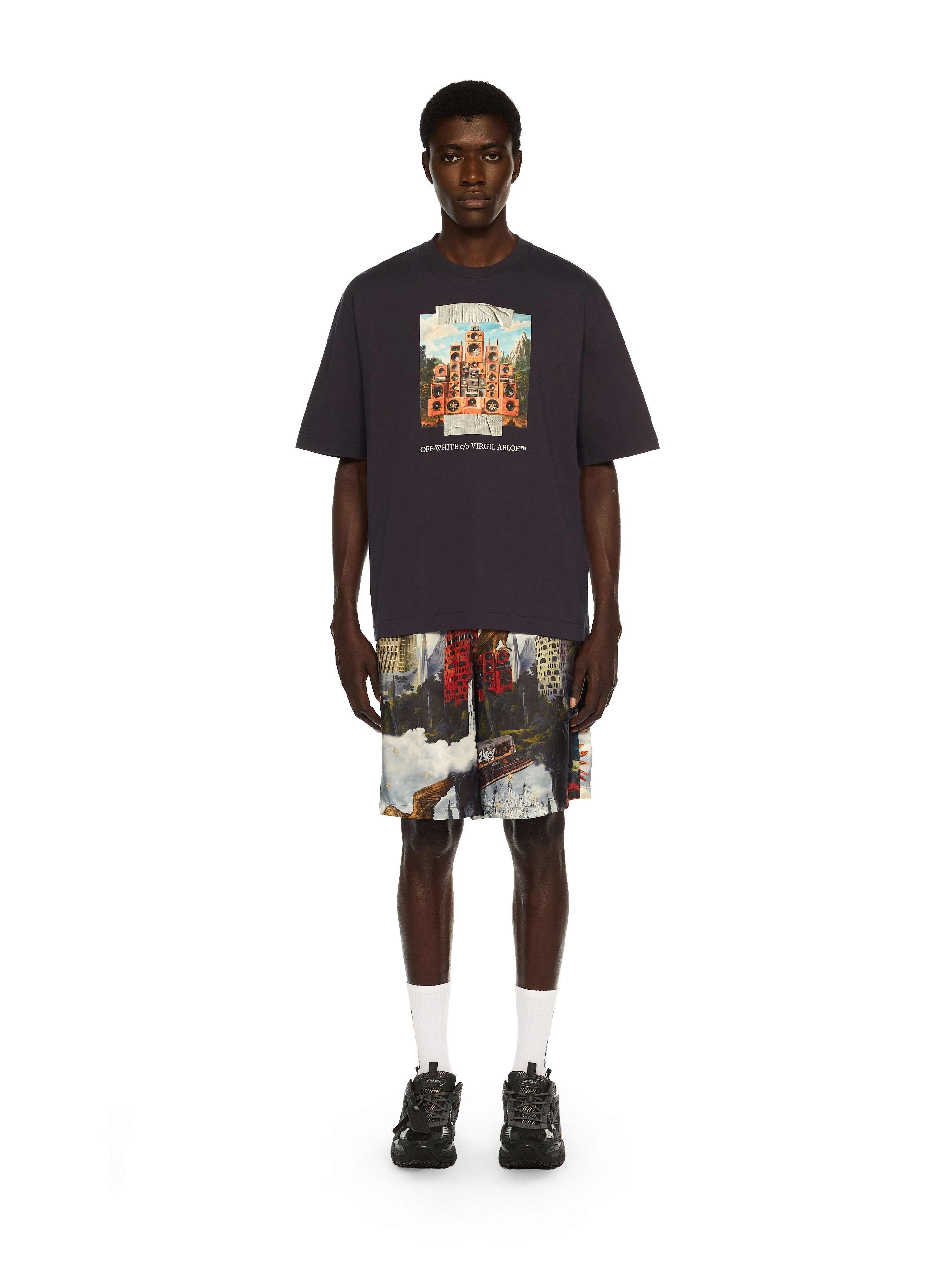 OFF WHITE Train Off Skate Logo Tee DARK SAPPHIRE - WHITE OMAA120F25JER004