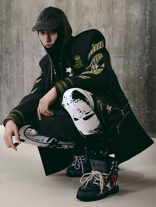 OFF WHITE Off Eagle Twill Wo Varsity Coat BLACK - POISON GREEN OMEK007W25FAB002