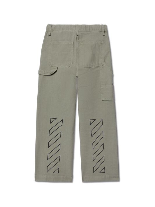OFF WHITE Diagonal Bookish Worker Pants GREEN OBCA009S25FAB001