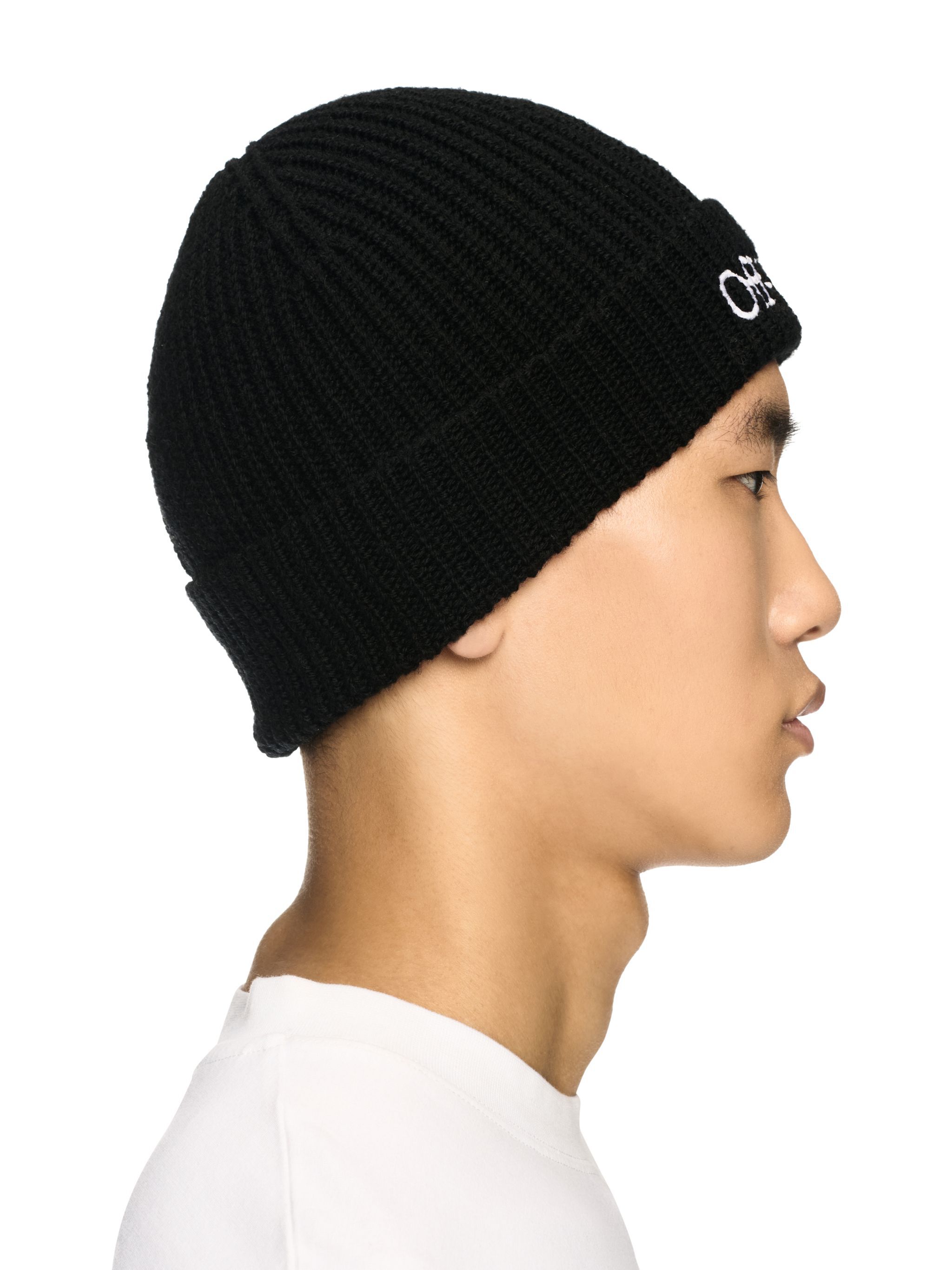 OFF WHITE Schwarze Bookish Strickmütze SCHWARZ OMLC041C99KNI003