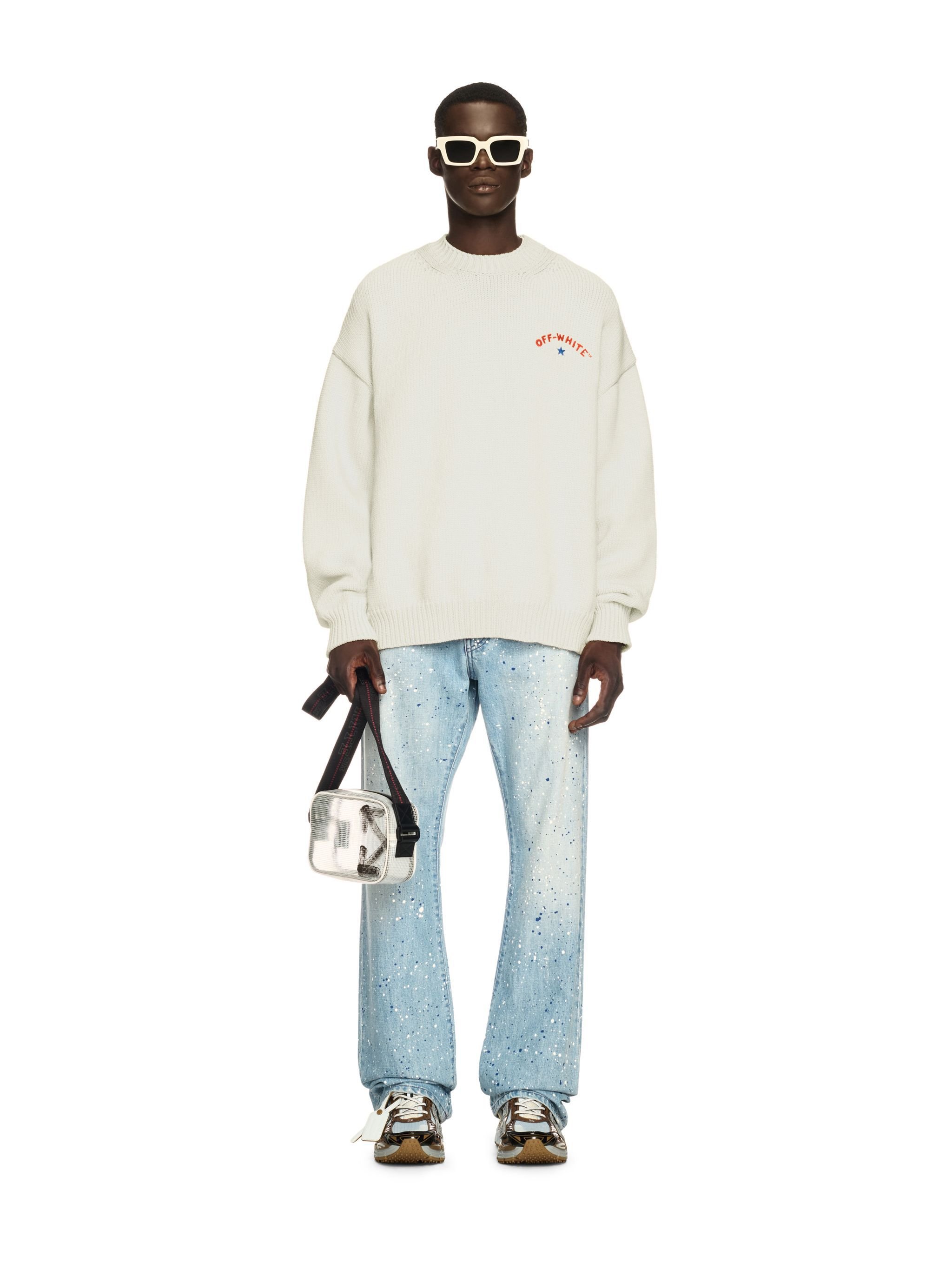 OFF WHITE White Starry Arrow Knit Sweater WHITE OMHE153S25KNI001