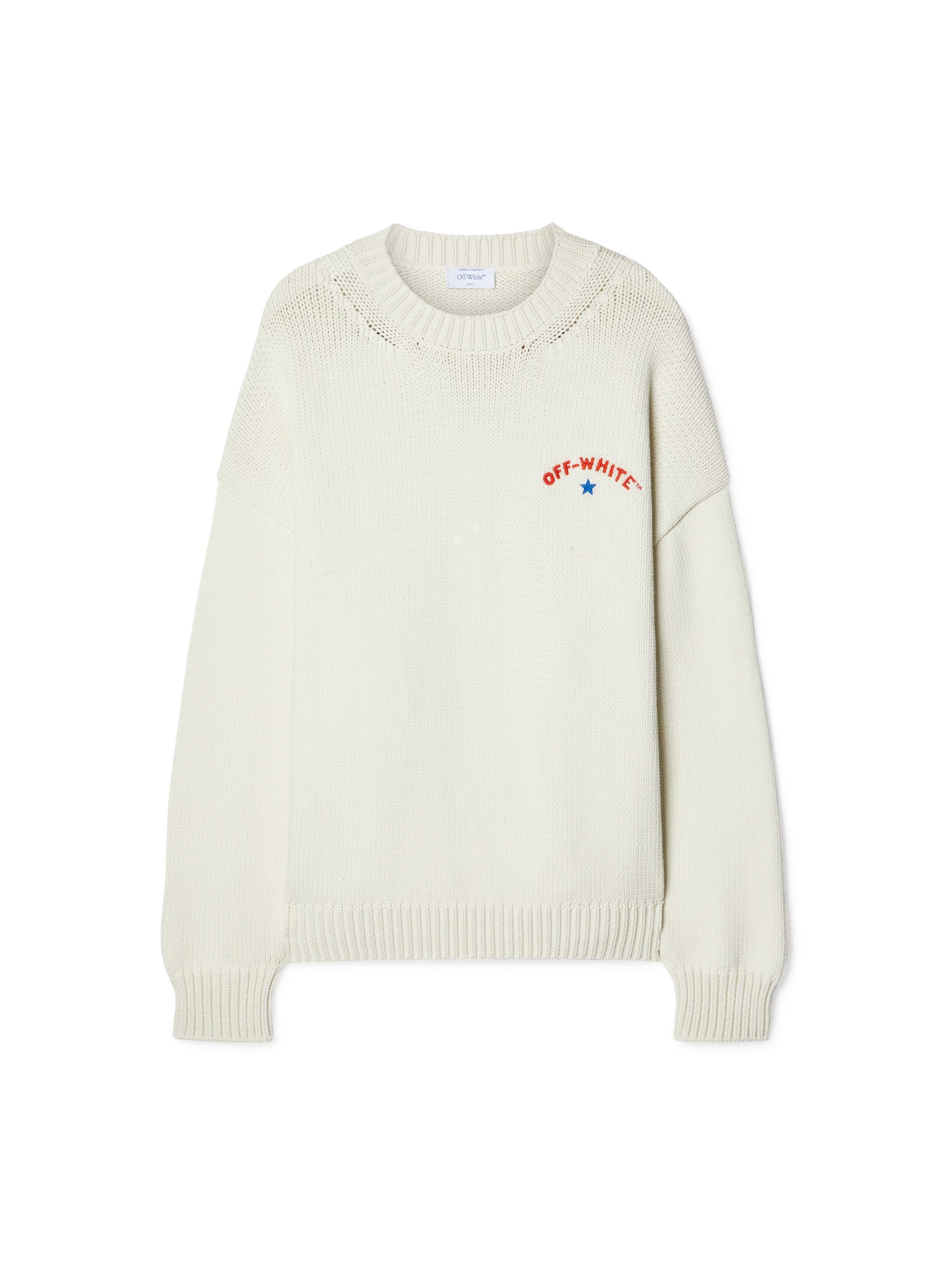 OFF WHITE White Starry Arrow Knit Sweater WHITE OMHE153S25KNI001