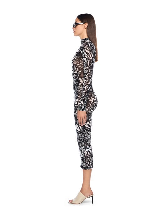 Multilogo Mesh Gather Midi Dress OFF WHITE Multilogo Mesh Gather Midi Dress MULTILOGO-NO COLOR OWDB55EF25JER002