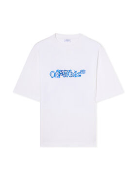 OFF WHITE Cloudy Arrow Skate Logo T-Shirt WHITE - NAUTICAL BLUE OMAA120F25JER00G