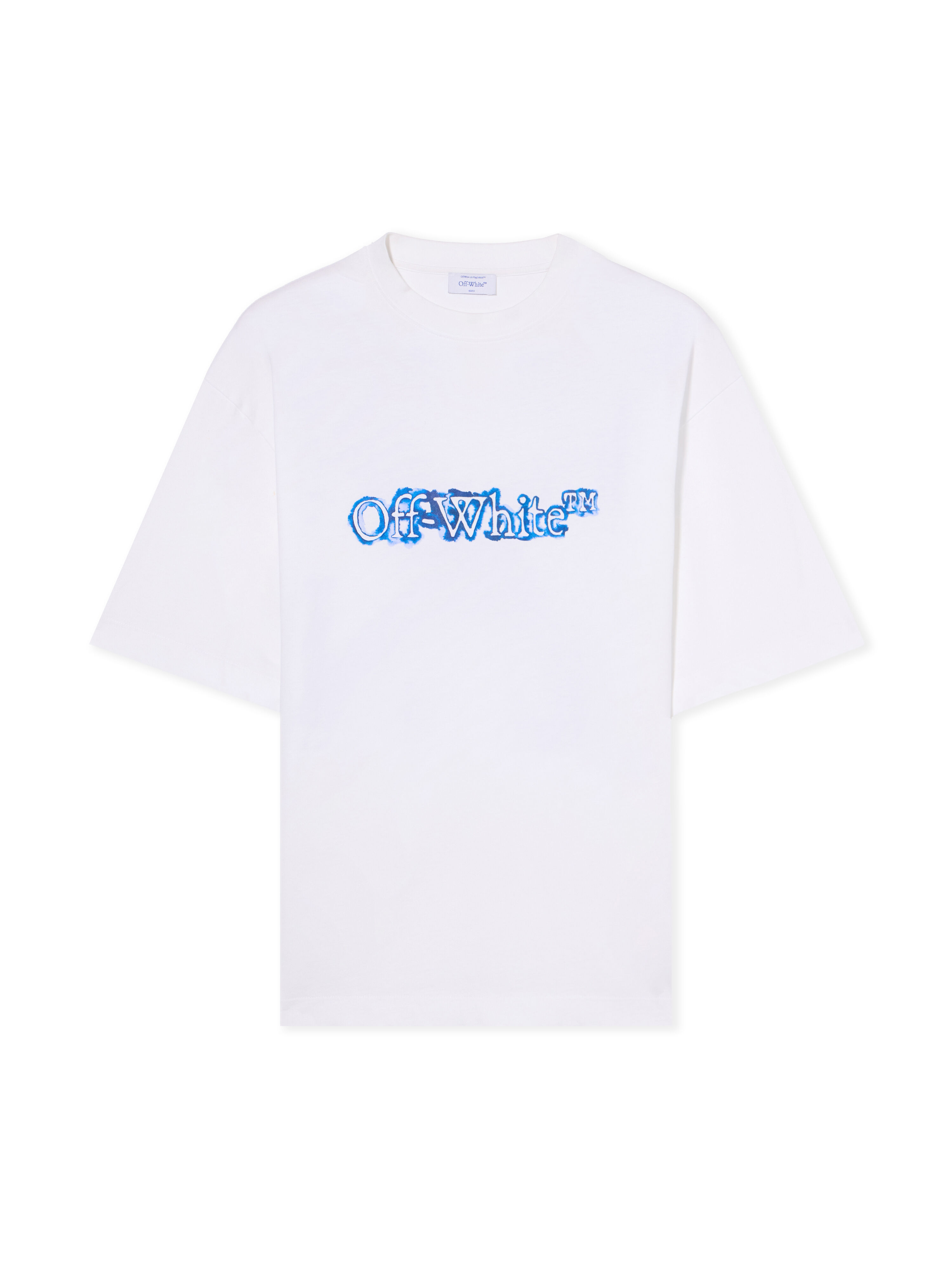 OFF WHITE Cloudy Arrow Skate Logo T-Shirt WHITE - NAUTICAL BLUE OMAA120F25JER00G