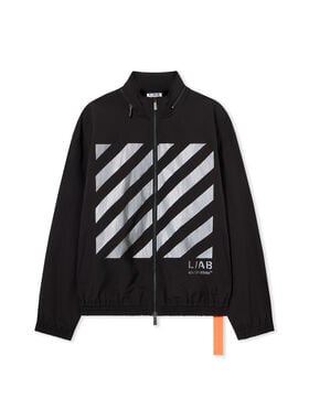 LAB L/AB Reflective Diagonal Windbreaker Jacket BLACK 44LABF26O153