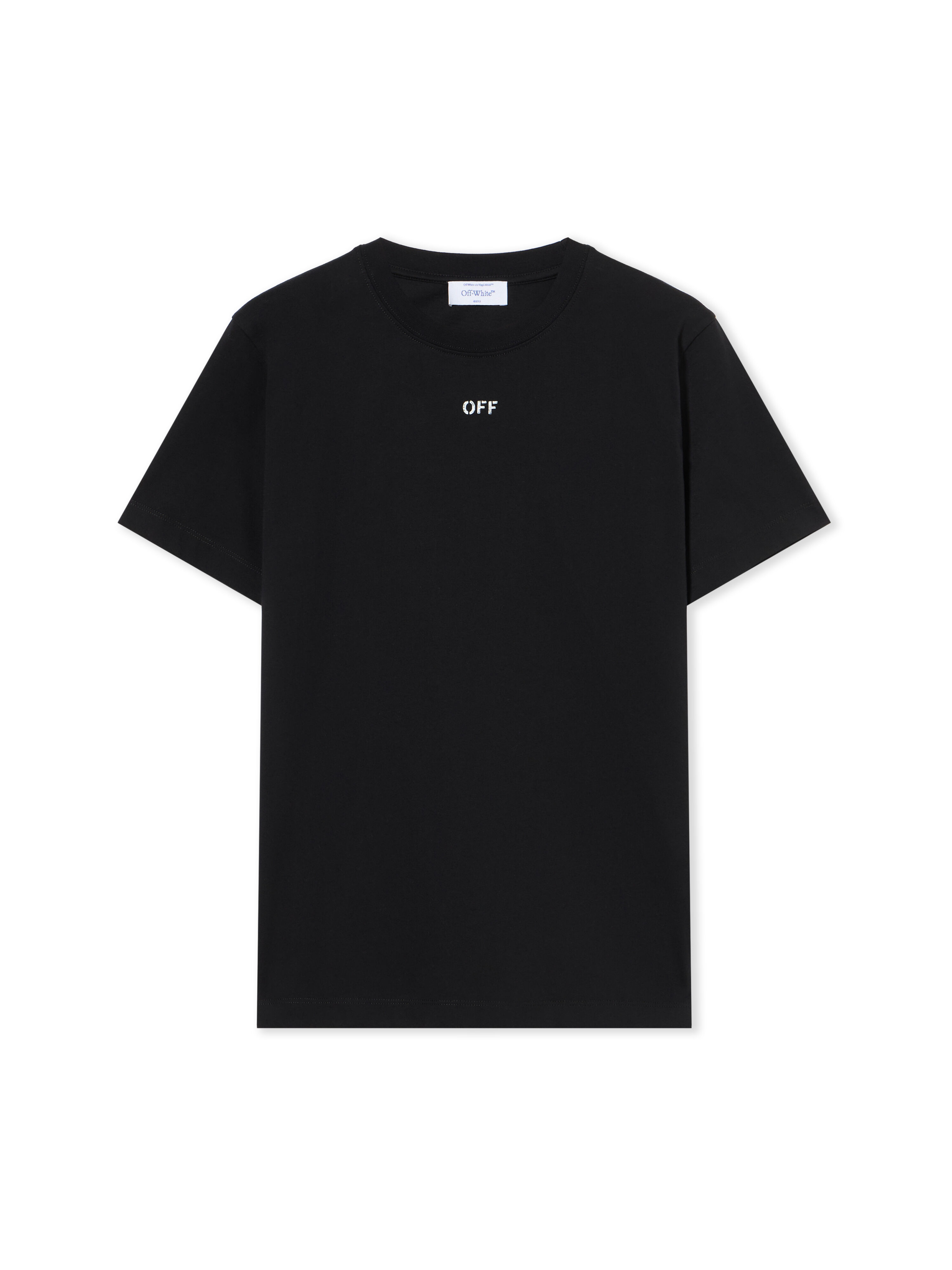 OFF WHITE Newspaper Arrow Slim Logo Tee BLACK - WHITE OMAA027F25JER005