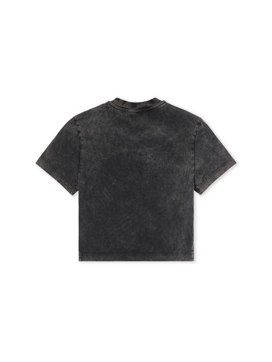 OFF WHITE News Print 90s Crop Logo Tee MARBLE BLACK-BLACK OWAA133F25JER002