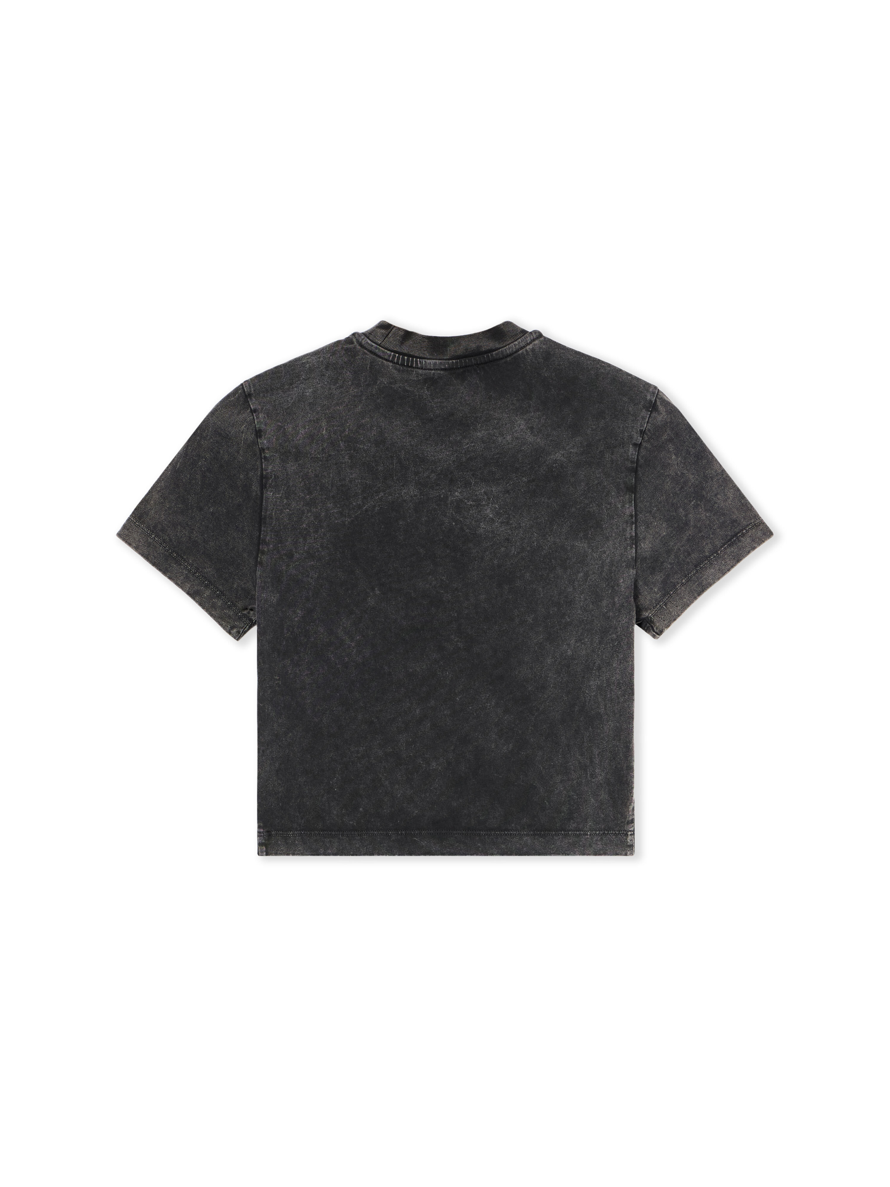 OFF WHITE News Print 90s Crop Logo Tee MARBLE BLACK-BLACK OWAA133F25JER002