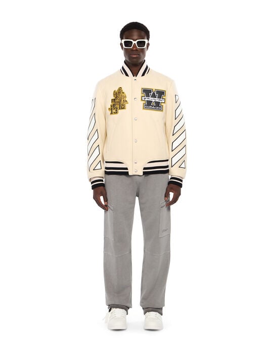 Lion Wool Varsity Jacket OFF WHITE Lion Wool Varsity Jacket FROZEN DEW OMEH053F25FAB002
