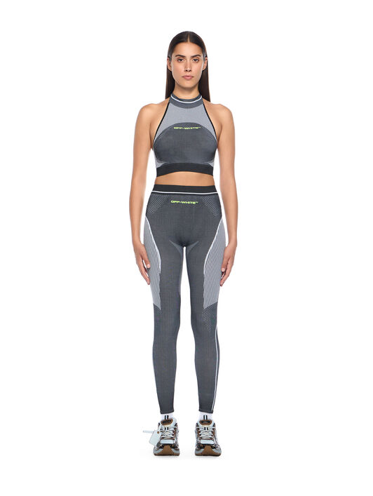 OFF WHITE Race Logo Arrow Seamless Top BLACK - LIME OWVO05HF25KNI001