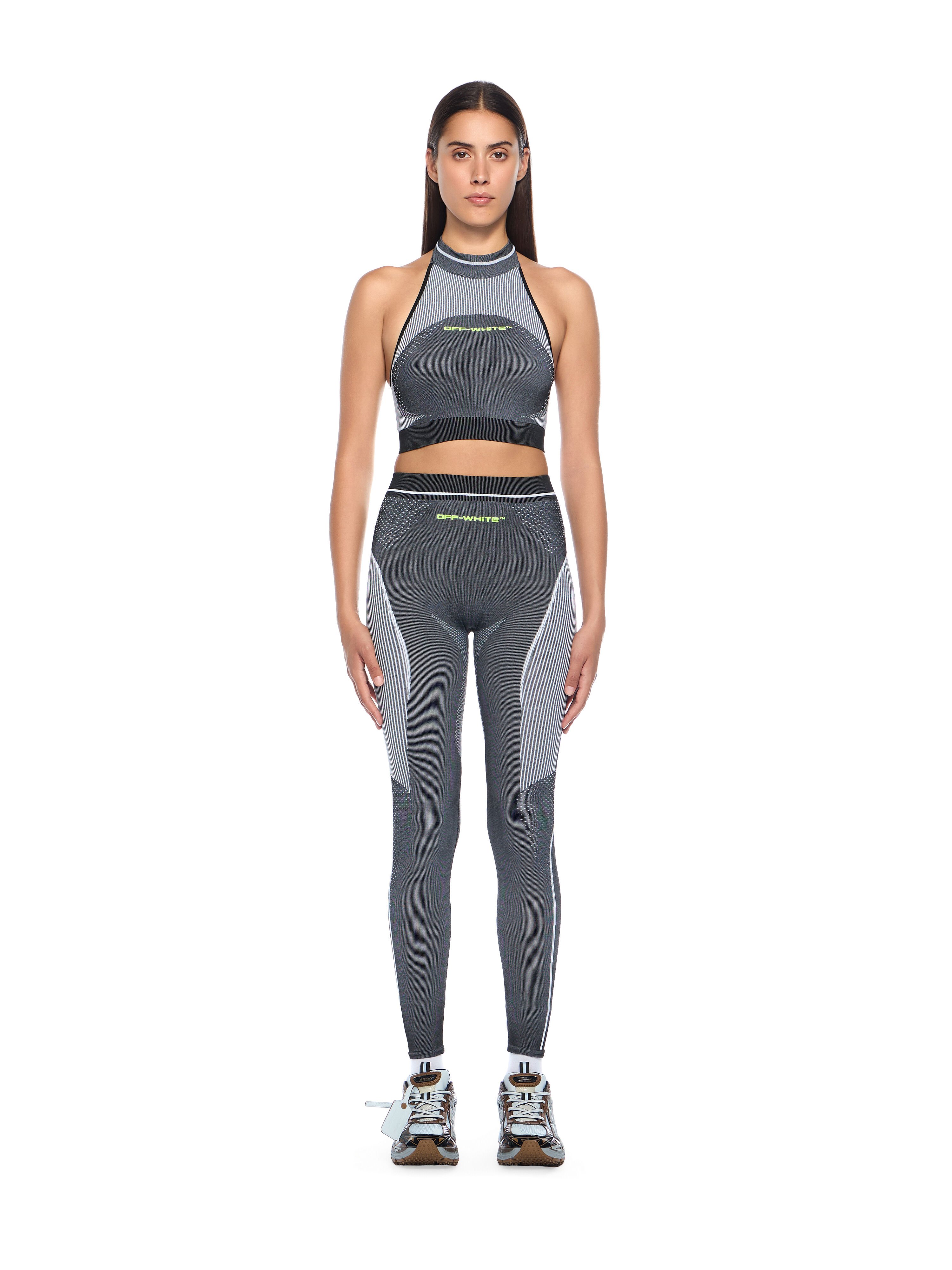 OFF WHITE Race Logo Arrow Seamless Top BLACK - LIME OWVO05HF25KNI001