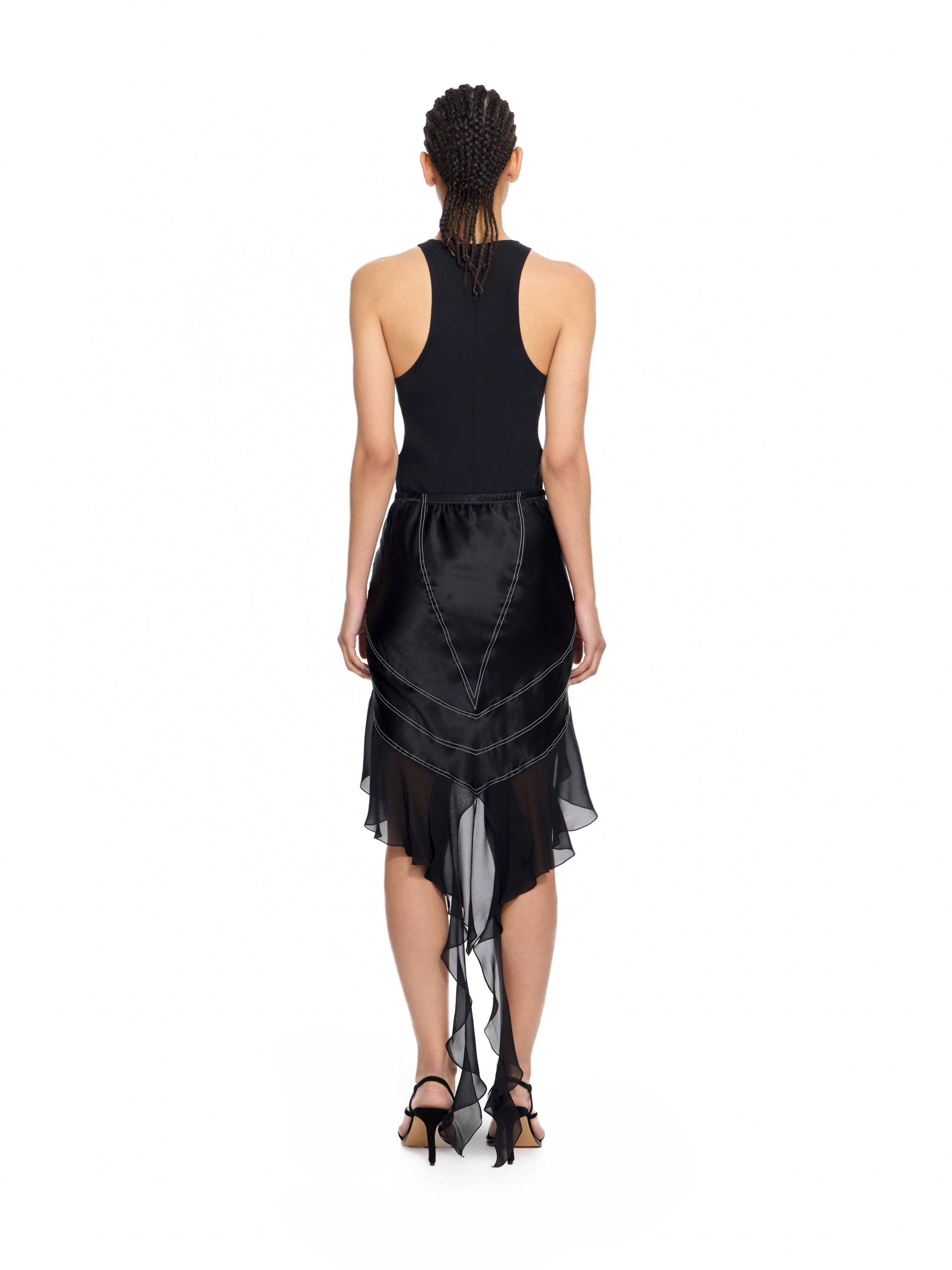 OFF WHITE Geo Satin Pkt Belt Col Block Skirt Black-Black 2FS00285L
