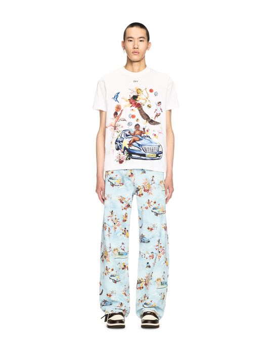 OFF WHITE White Car Fresco T-Shirt WHITE OMAA027S25JER003