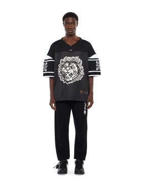 OFF WHITE Lion Mesh Football Tee BLACK - WHITE OMAD003F25JER001