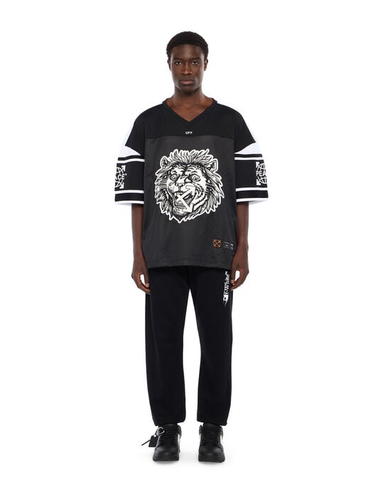 Lion Mesh Football Tee OFF WHITE Lion Mesh Football Tee BLACK - WHITE OMAD003F25JER001