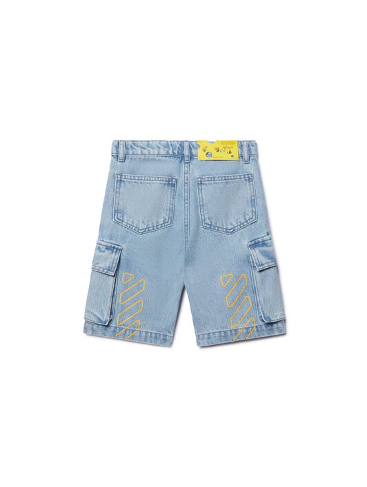 OFF WHITE Diagonal Bookish Cargo Shorts BLUE OBYC002S25DEN002