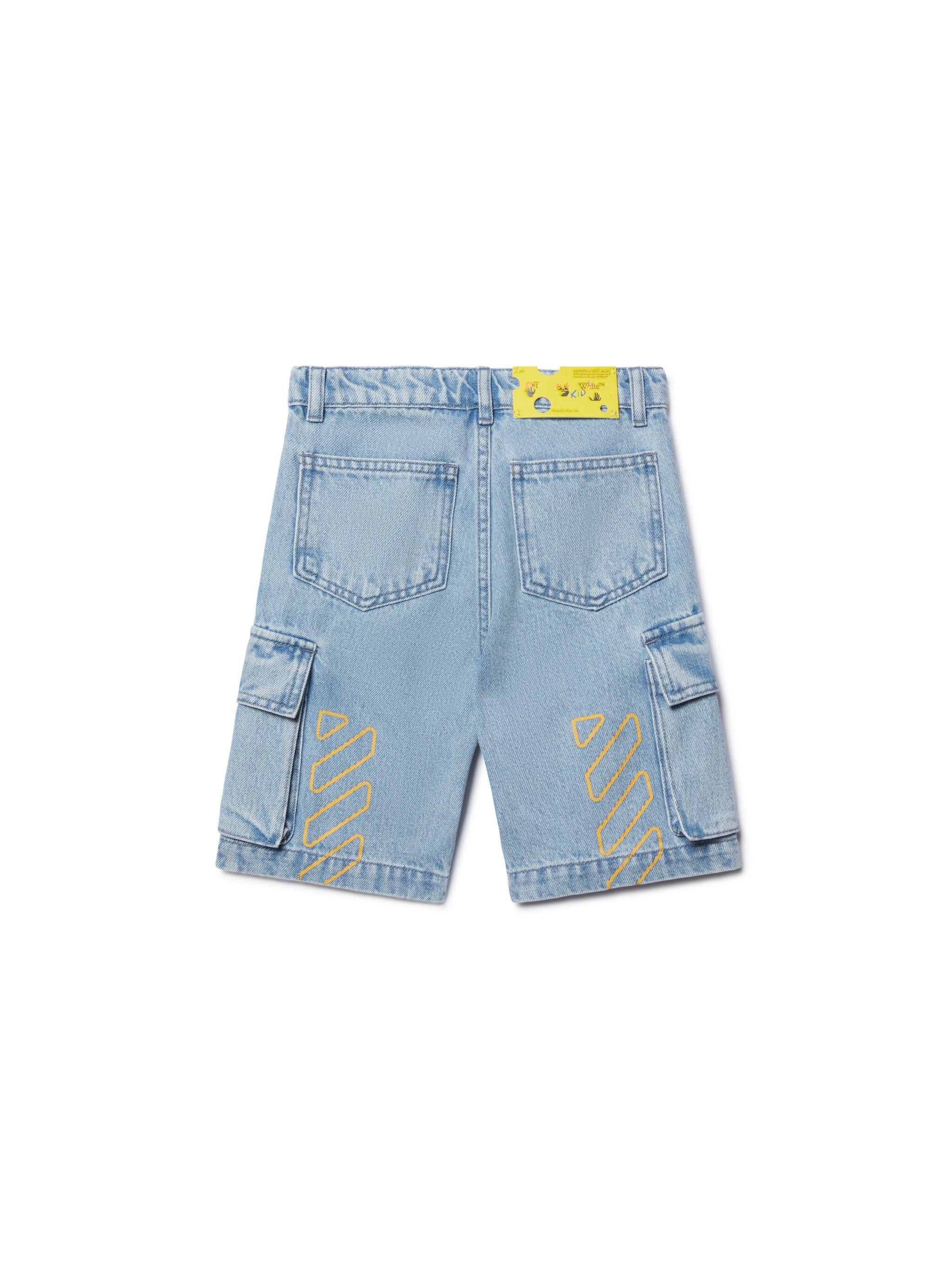 OFF WHITE Diagonal Bookish Cargo Shorts BLUE OBYC002S25DEN002