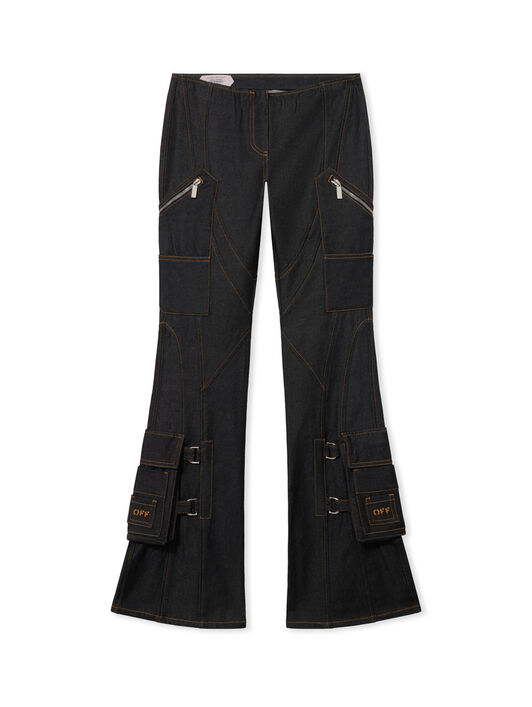 OFF WHITE Den Pkt Belt Flare Pants Black Tabacco 2LM00240G