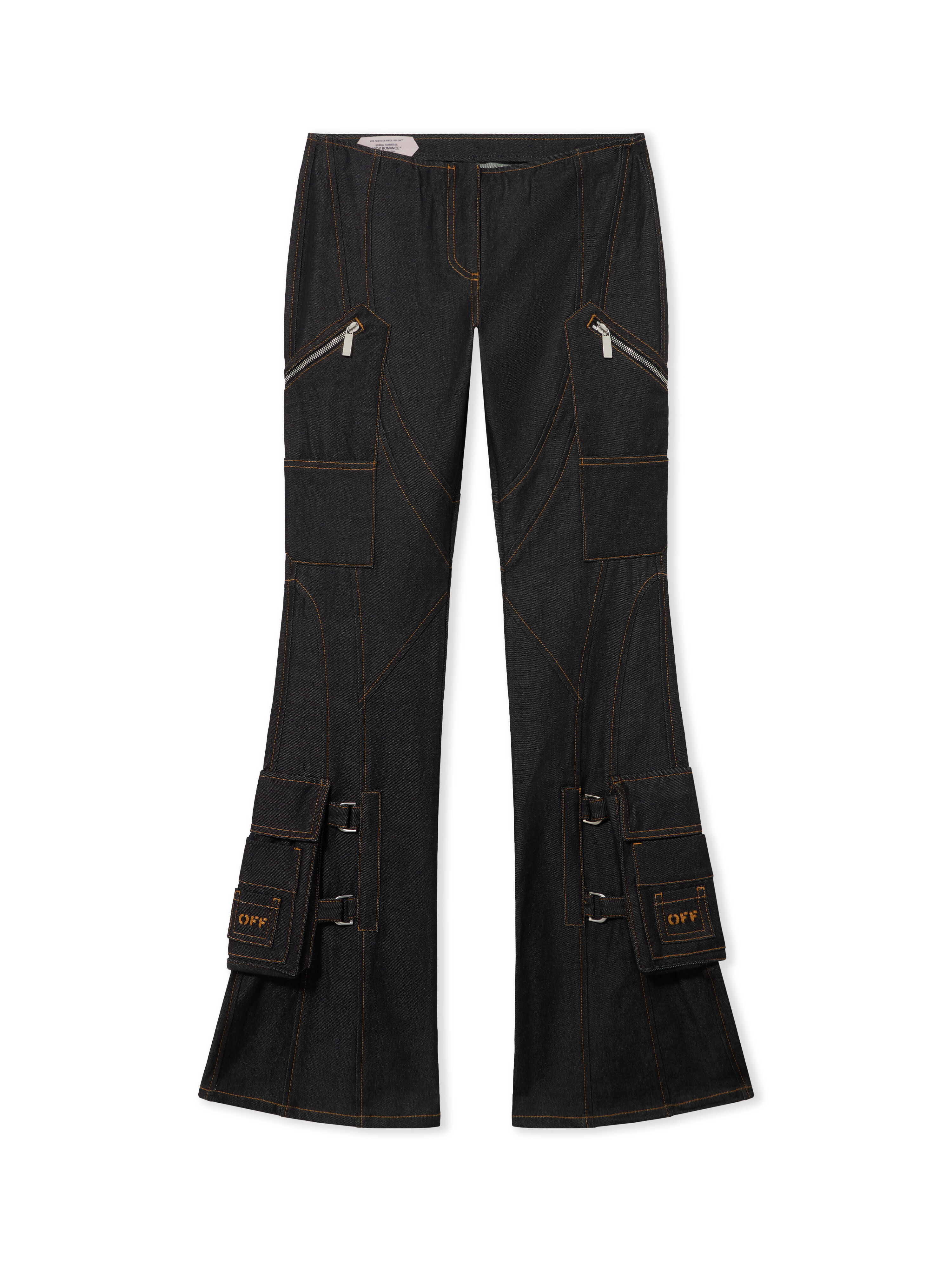 OFF WHITE Den Pkt Belt Flare Pants Black Tabacco 2LM00240G