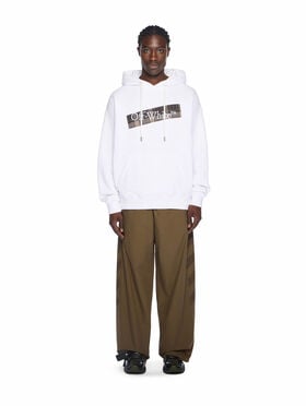 OFF WHITE Diagonal Flannel Hoodie WHITE - BLACK OMBB085F25FLE00S
