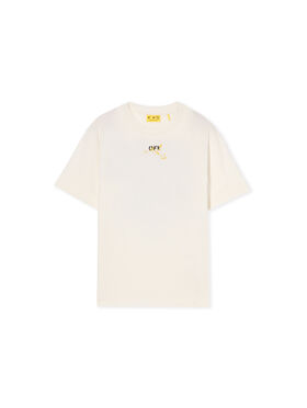 OFF WHITE Diagonal Splat Logo T-Shirt WHITE - YELLOW OBAA002F25JER00A