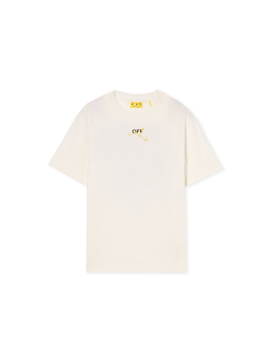 OFF WHITE Diagonal Splat Logo T-Shirt WHITE - YELLOW OBAA002F25JER00A