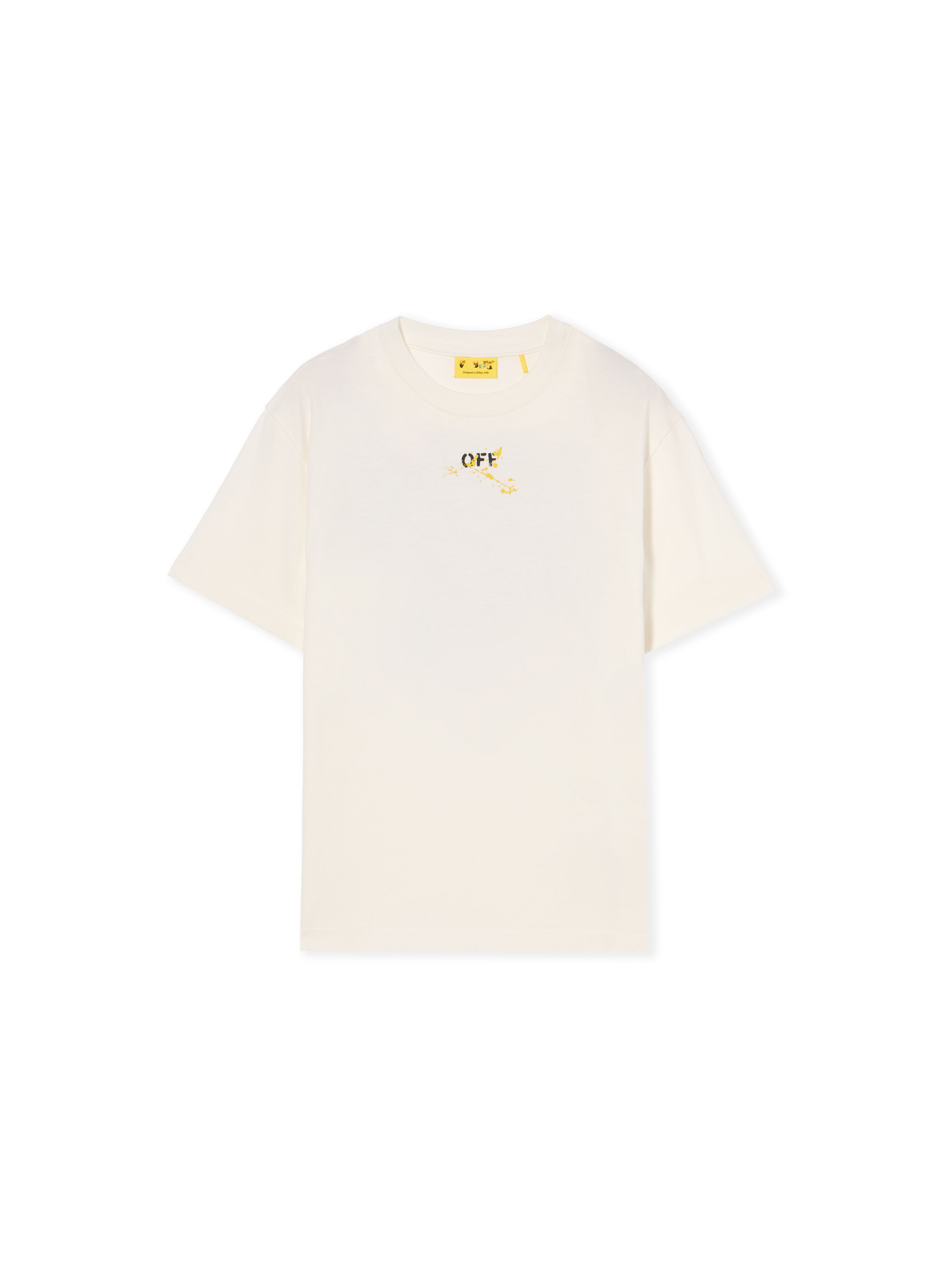 OFF WHITE Diagonal Splat Logo T-Shirt WHITE - YELLOW OBAA002F25JER00A