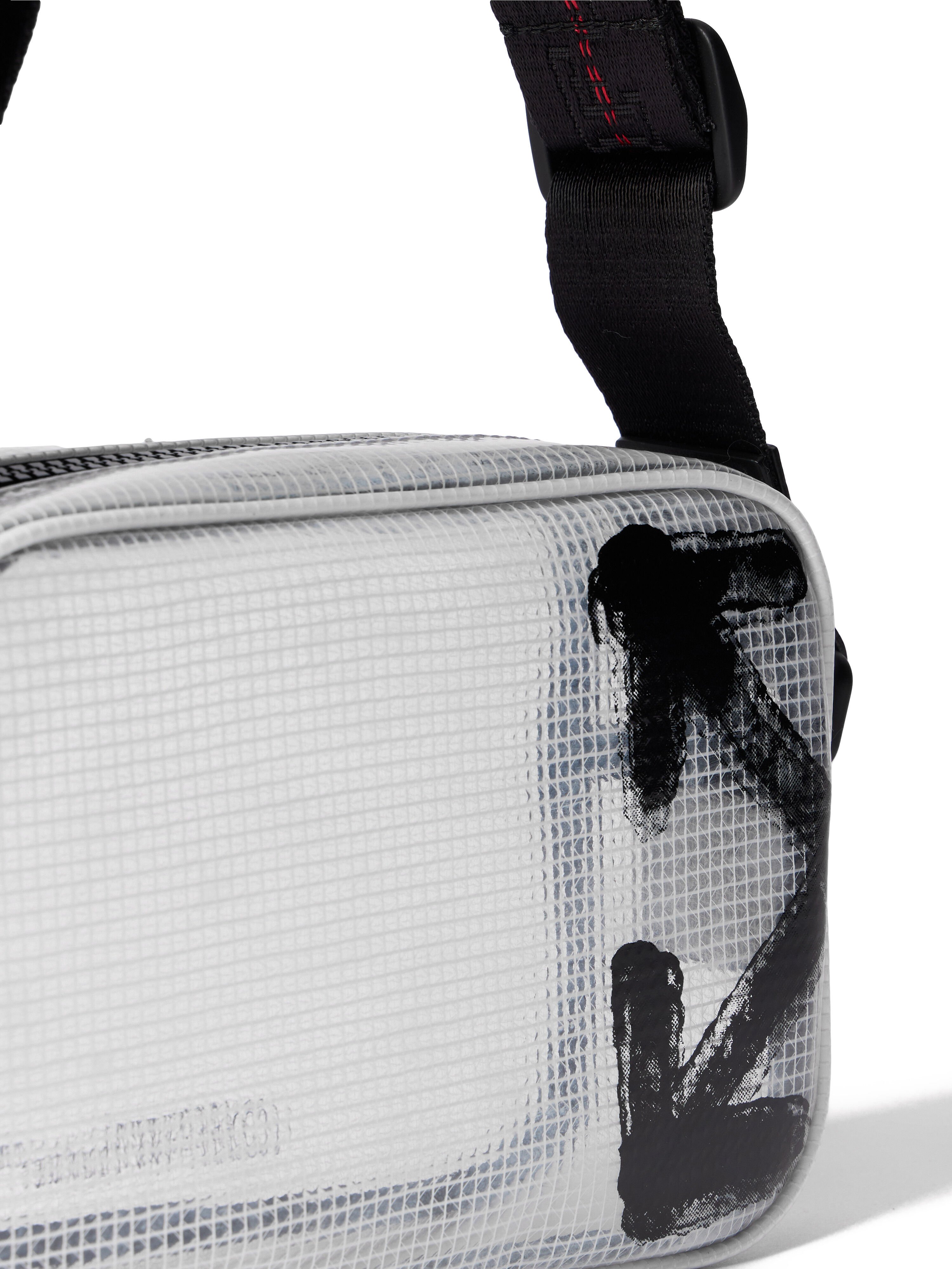 OFF-WHITE【CROSSBODY】 Off-White Black/White Diagonal Print Leather Binder Clip Crossbody