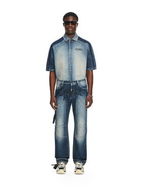 OFF WHITE Cherry Diagonal Twist Stack Jeans HIGHLIGHTED MEDIUM 44XYA195S26D002