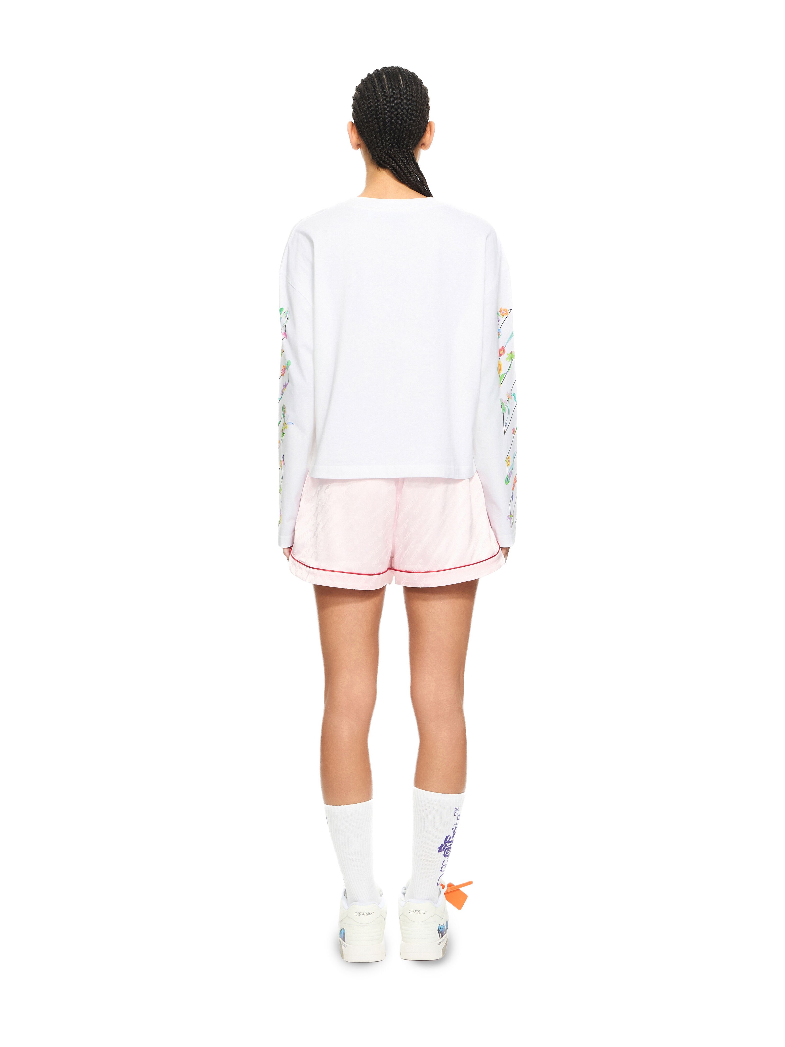 OFF WHITE Diagonal Glowing Flower Long-Sleeved T-shirt White-Night Sky 2AB038S26JER001