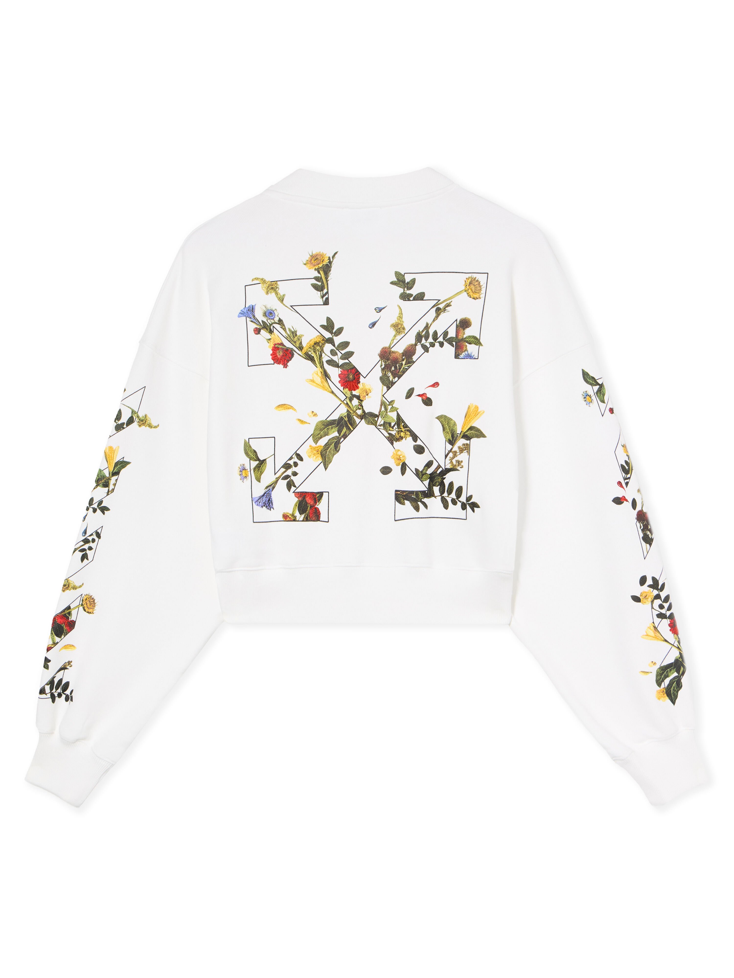 OFF WHITE Arrow Flowers Crop Crew Logo Sweatshirt WHITE - BLACK OWBA079F25FLE001