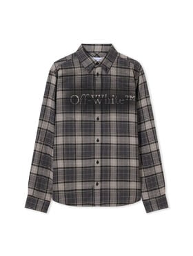 OFF WHITE Spray Book Check Flannel Shirt DARK GREY - BLACK OMGE04MF25FAB003