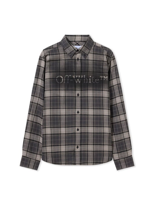 Spray Book Check Flannel Shirt OFF WHITE Spray Book Check Flannel Shirt DARK GREY - BLACK OMGE04MF25FAB003