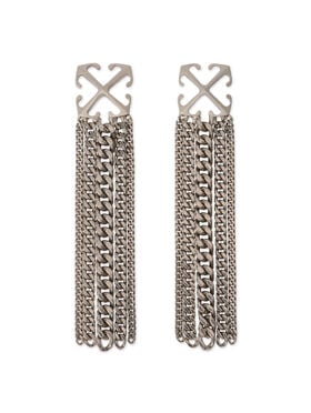 OFF WHITE Arrow Chain Pendant Earrings SILVER - SILVER OWOD2A1C99MET001