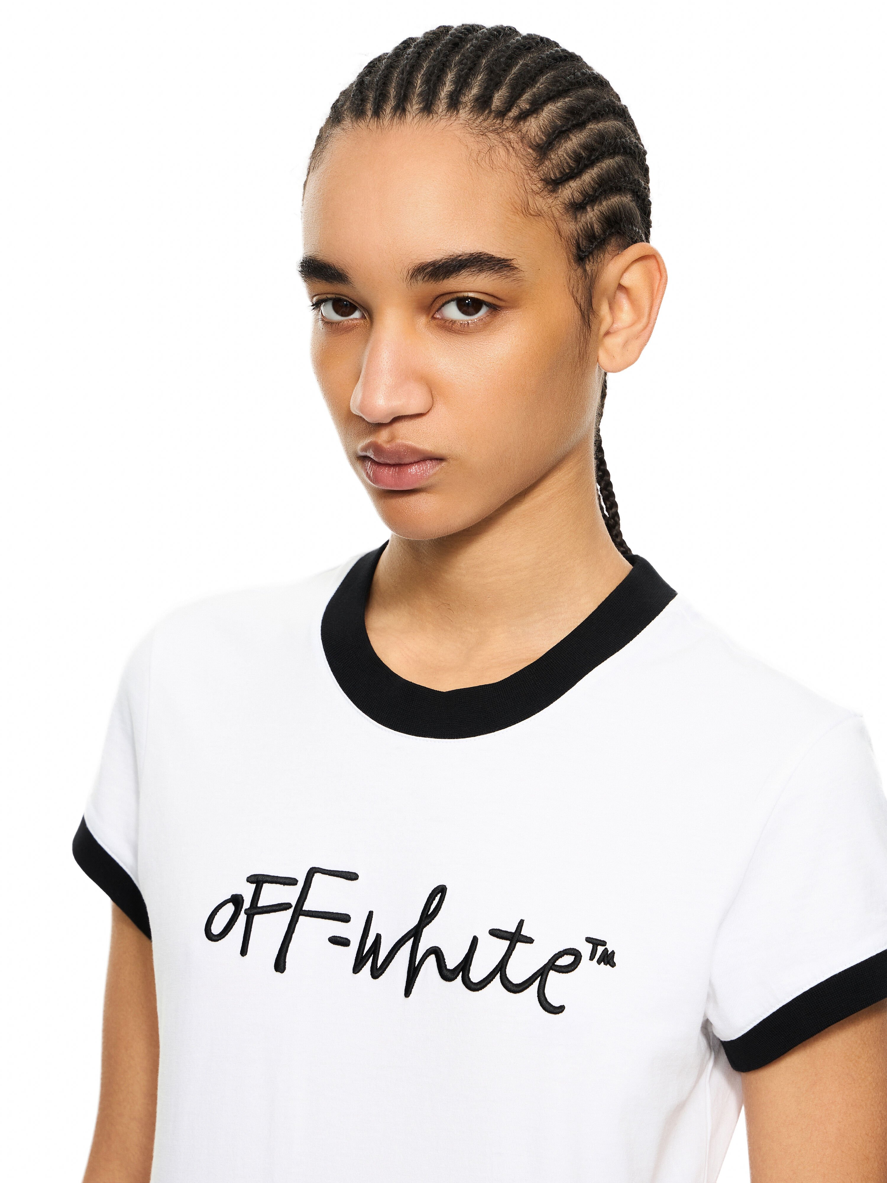 Embroidered Script Fitted T-Shirt OFF WHITE Embroidered Script Fitted T-Shirt White-Black 2AA112S26JER001