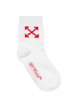 OFF WHITE Arrow Mid High Socks WHITE - RED OBRA004F25KNI001