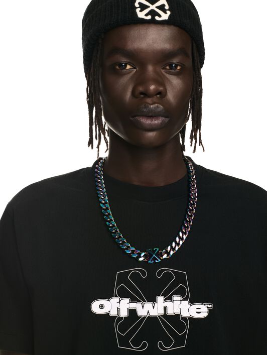 OFF WHITE Black Flock Arrow Slim S/S Tee BLACK OMAA027F24JER007